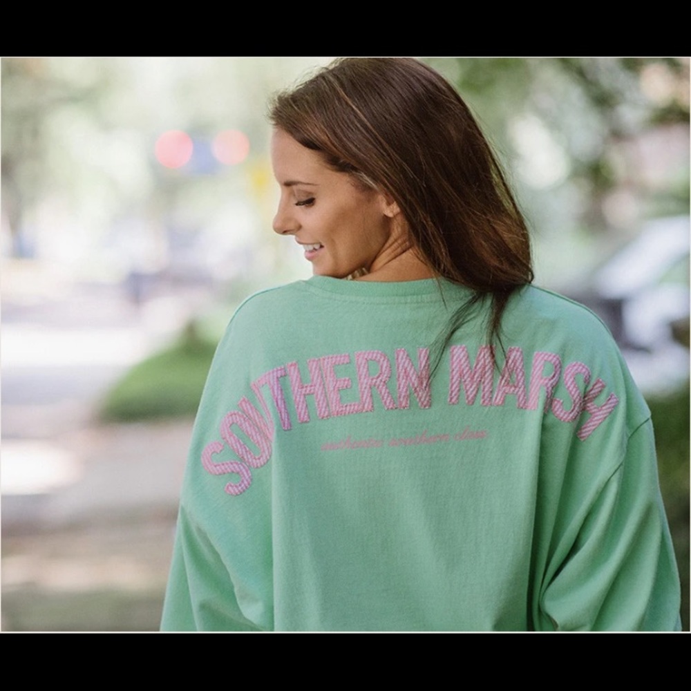 Southern Marsh long sleeve seafoam green tee